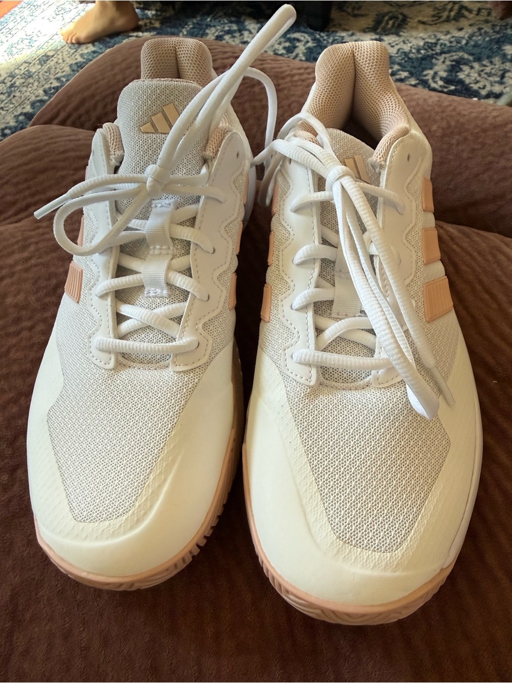 Adidas Women’s Athletic Shoes in off white and blush. Game Court 2
